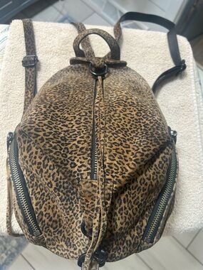 REBECCA MINKOFF “Julian” cheetah suede convertible backpack/crossbody.